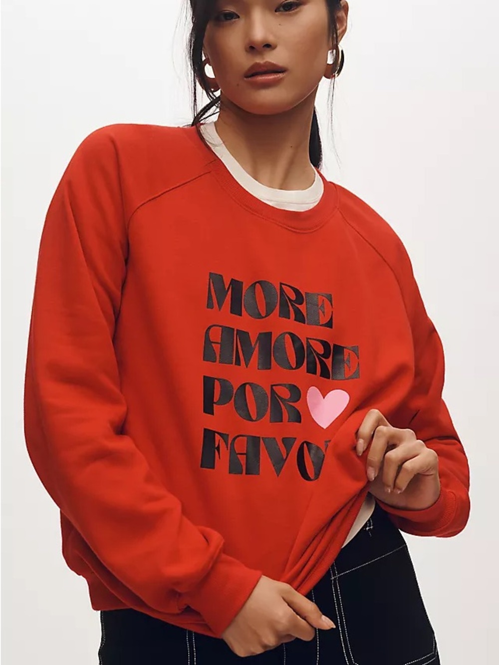 Anthropologie Maeve Daniela Berkhout More Amore Graphic Pullover Sweatshirt M
